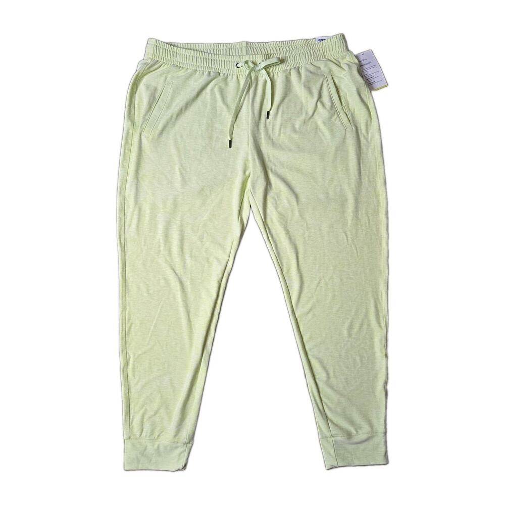 Old Navy Women's Breathe On Mid-Rise Jogger Neon Yellow/Pale Cintron Size L NWT